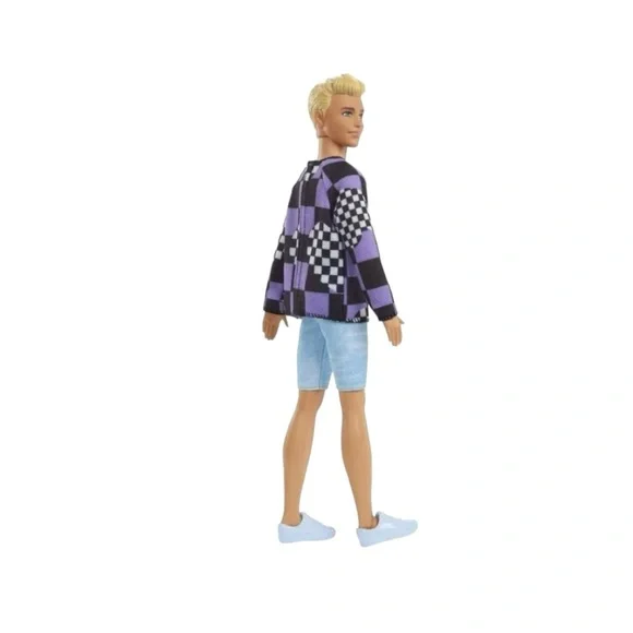 Barbie Fashionistas Ken #191 in Checkered Sweater with Blonde Hair & Sneakers - Picture 2 of 6